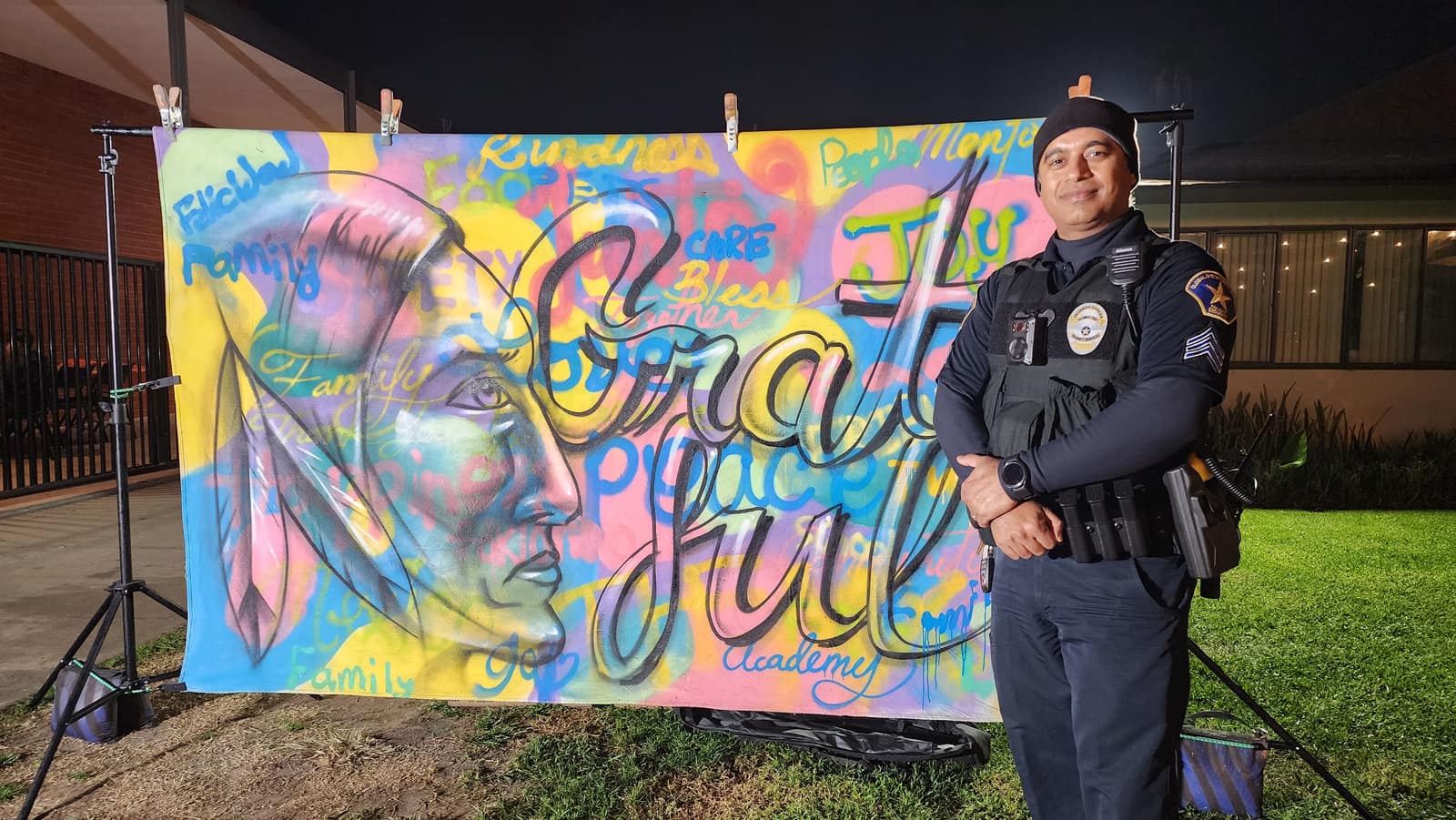 On post at a community art event