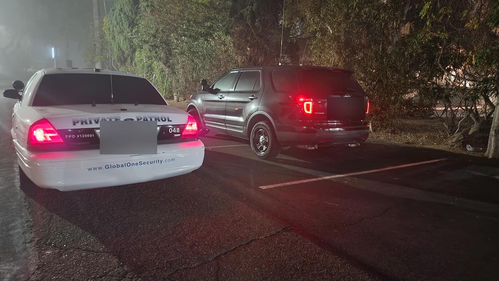 Patrol vehicles staged before shift change