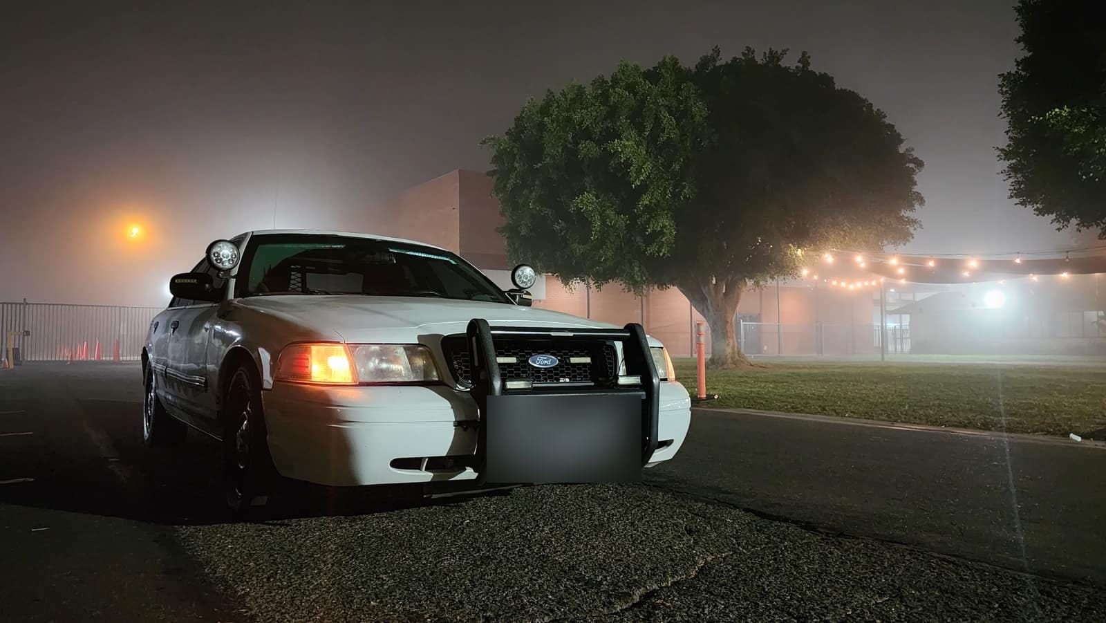 Crown Victoria on a foggy morning patrol