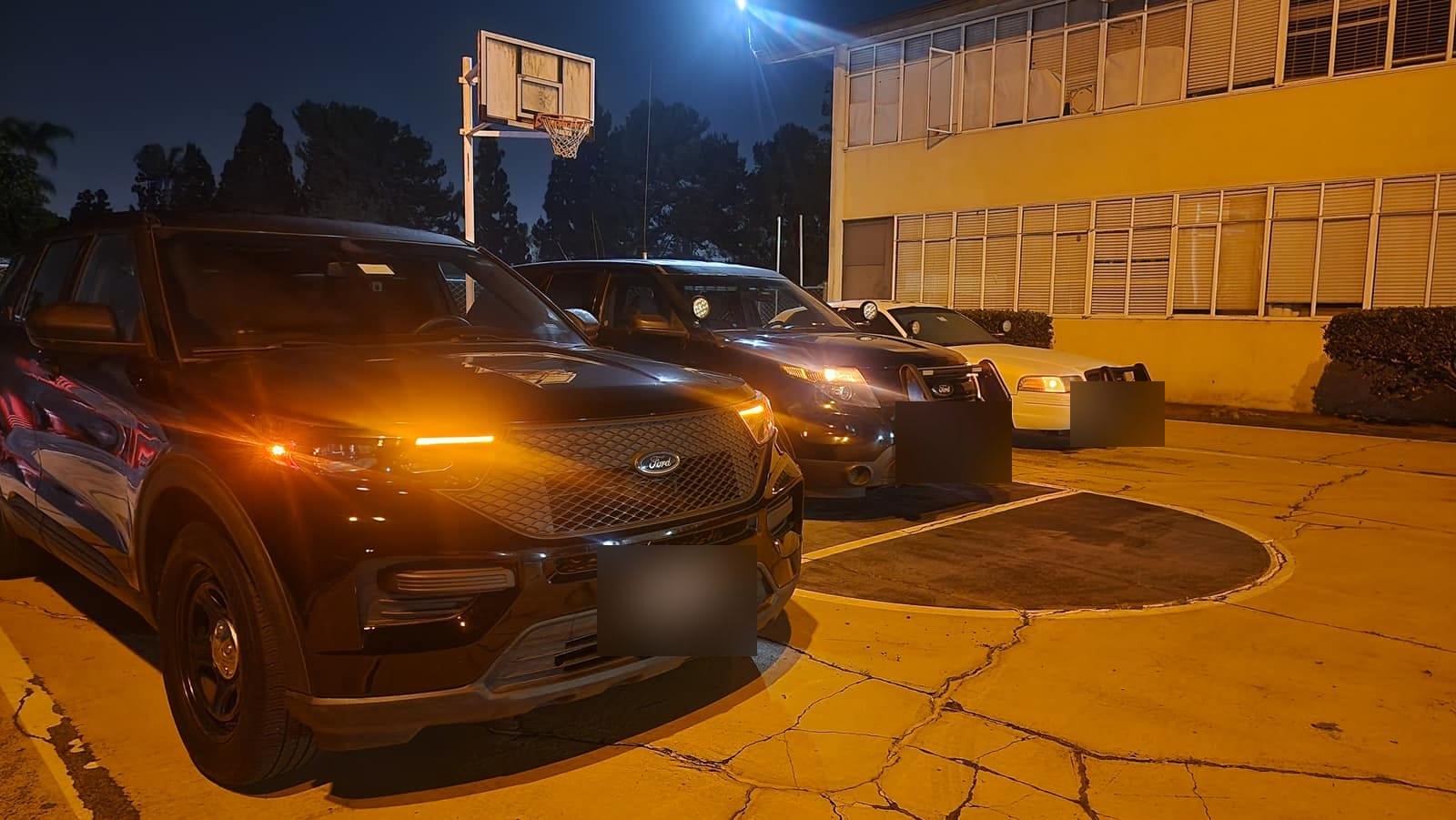 Patrol units staged for the night