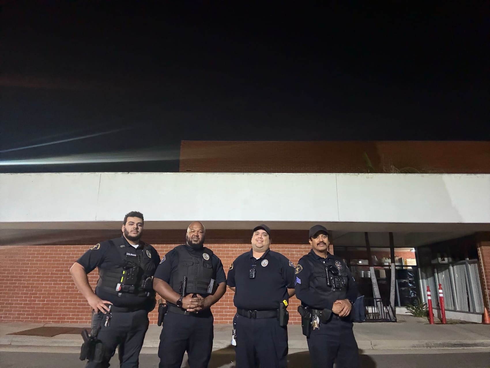 The patrol team lined up before a night shift