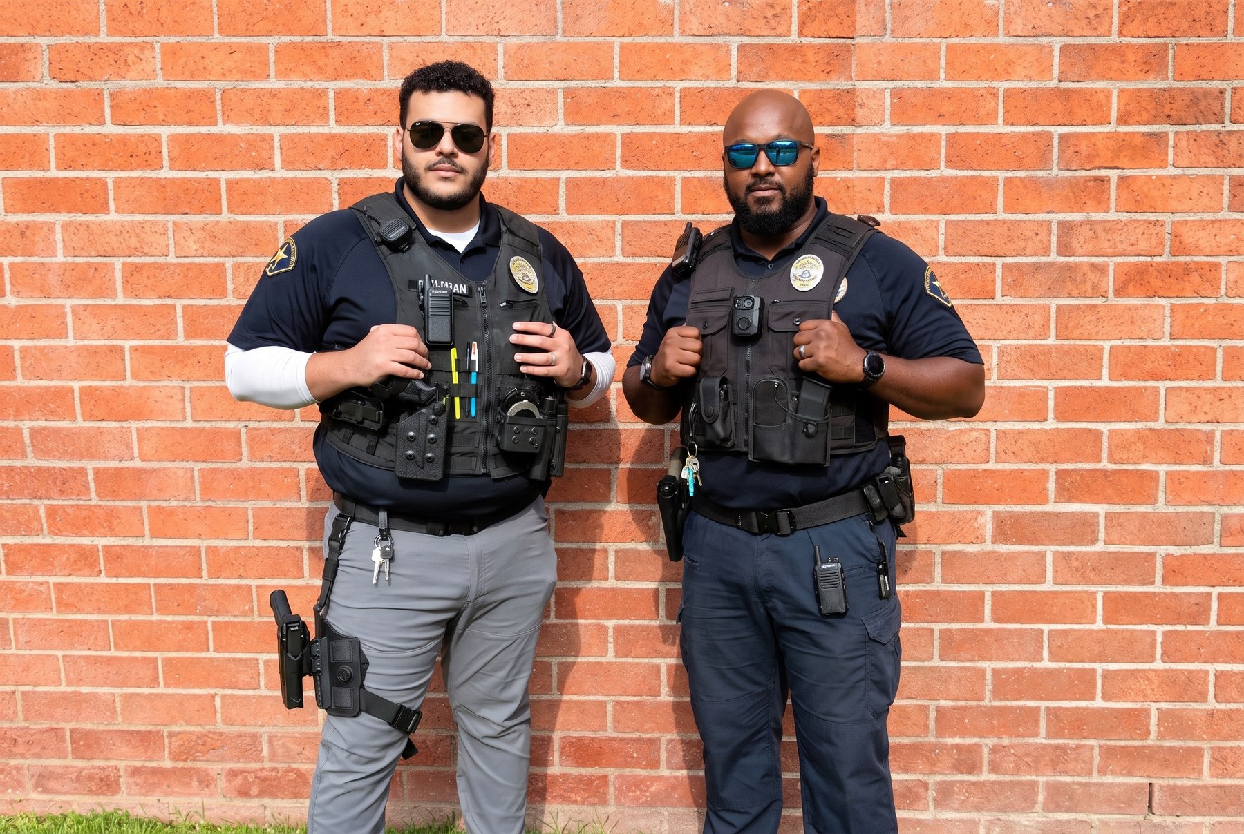 Two uniformed Global One Security officers on duty